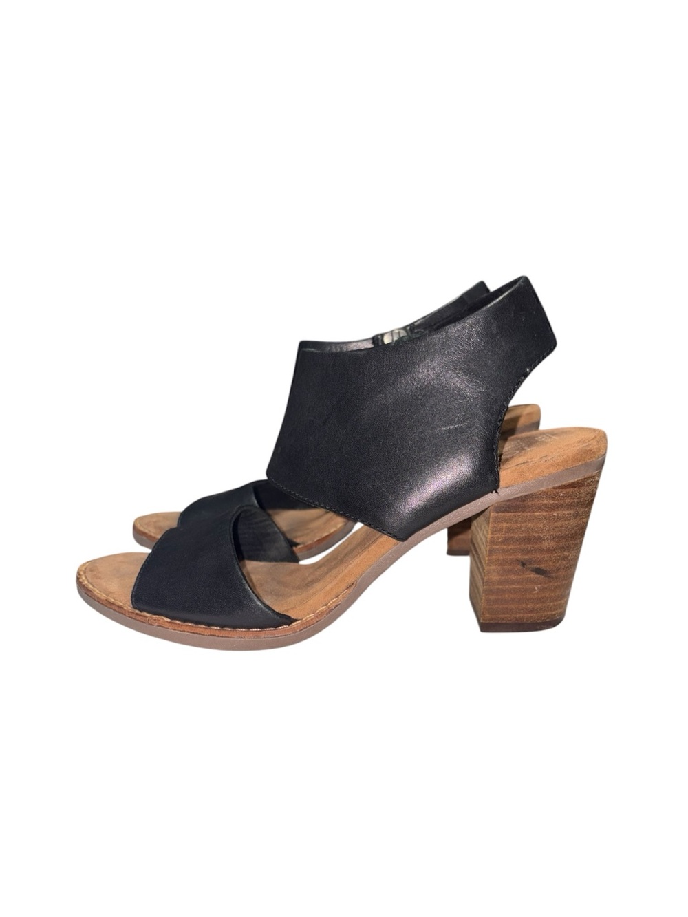 Toms Majorca Leather Heeled Cutout Sandals In Black Boho Indie Women’s Size 5.5 - Picture 6 of 11